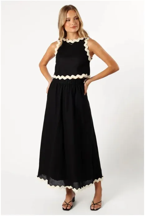 Women's Fashion Sleeveless Top And Skirt Two Piece Set Black - Shop at LoveMi