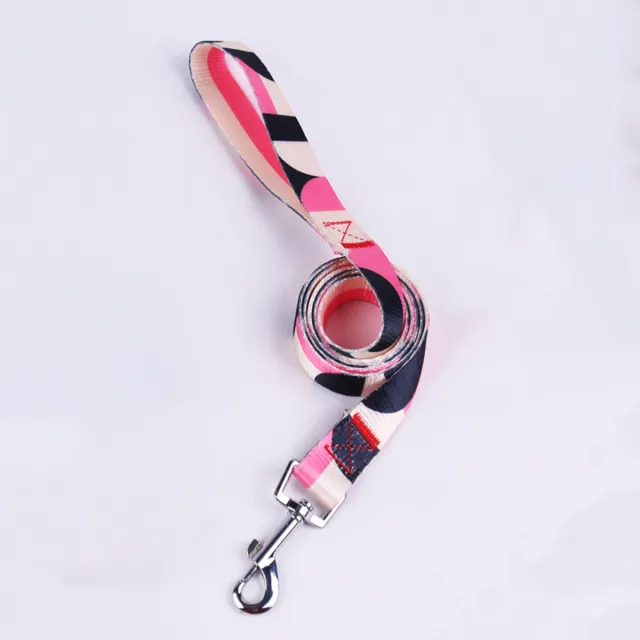 Hand Holding Rope Outing Dog Leash Dog Collar Three piece Set Pink And White Single Handle - Shop at LoveMi