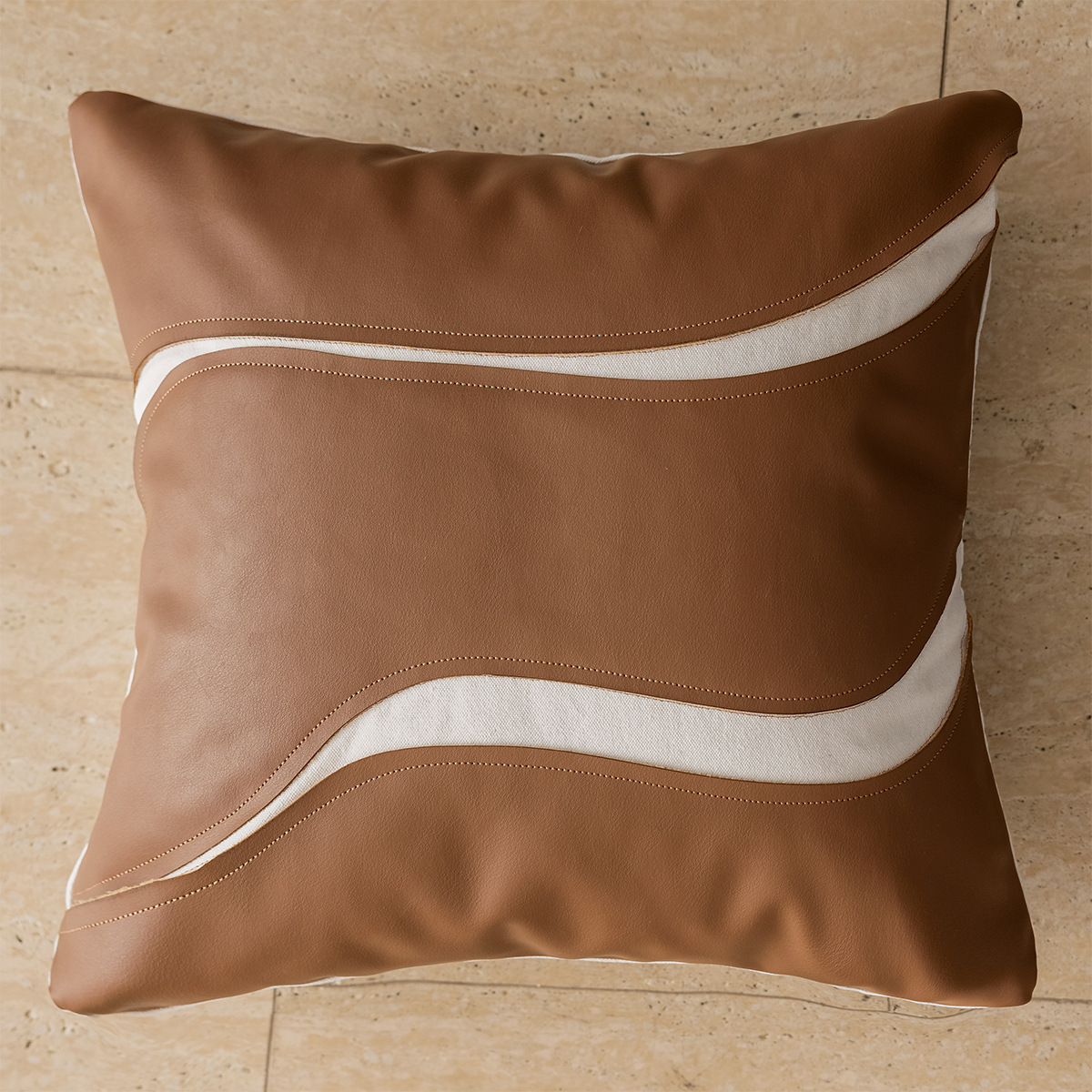 Linen Leather Patchwork Coffee