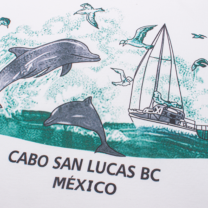 Women's American-style Retro White With Printed Pattern Shoulder Short-sleeved T-shirt