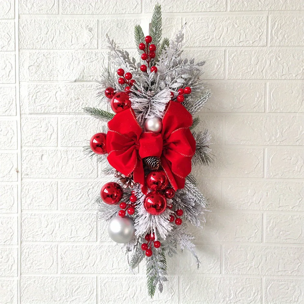 Wall Decoration Holiday Atmosphere Crafts Christmas Upside Down Stairs Hanging Ornaments - Red