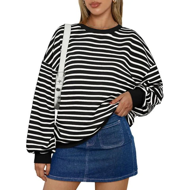 Cross Border TK Hot Oversized Loose Casual Striped Bathroom Black - Shop at LoveMi
