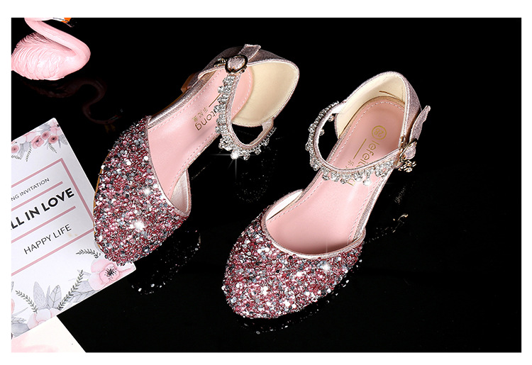 Title 3, Leather high-heeled shoes for little girls pia...