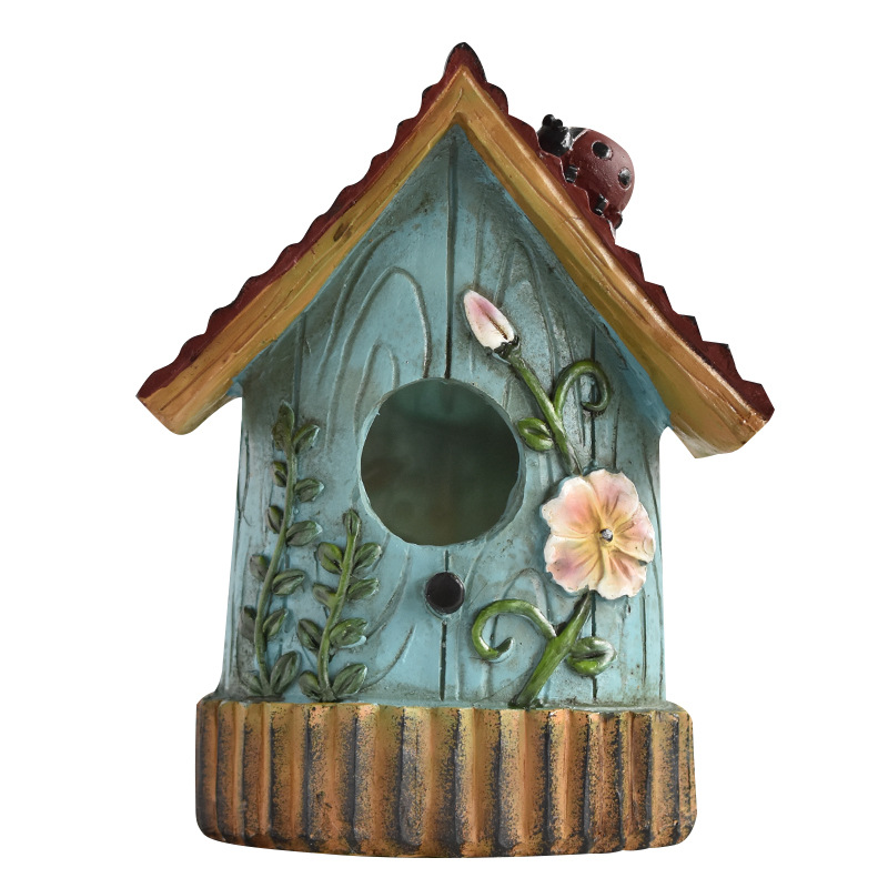 Rustic Birdhouse Outdoor Garden Decoration Bird Nest Sculpture Courtyard Ornament