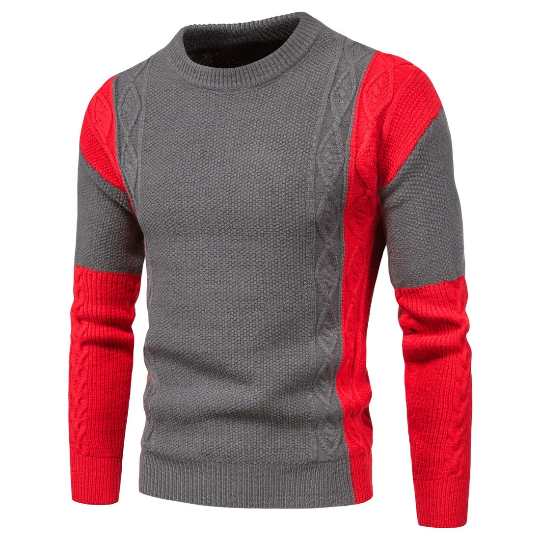 Title 3, Herren Casual Slim Strickpullover Mode Kontrast...