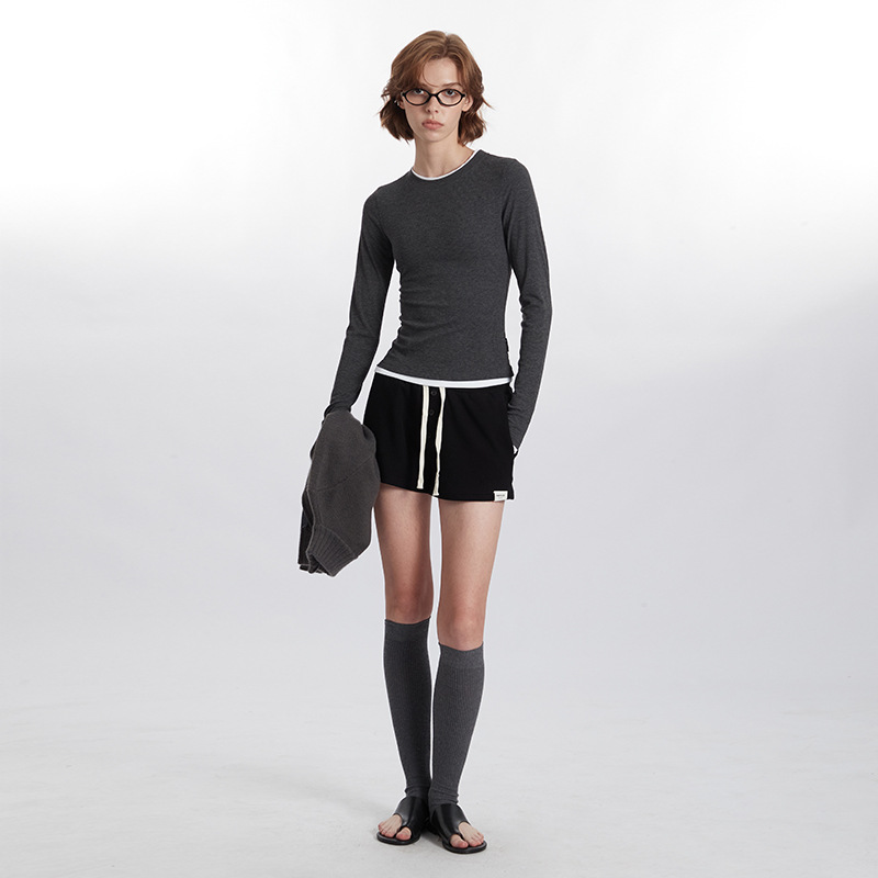 American Fake Two-piece Color-block Crew Neck Long Sleeve