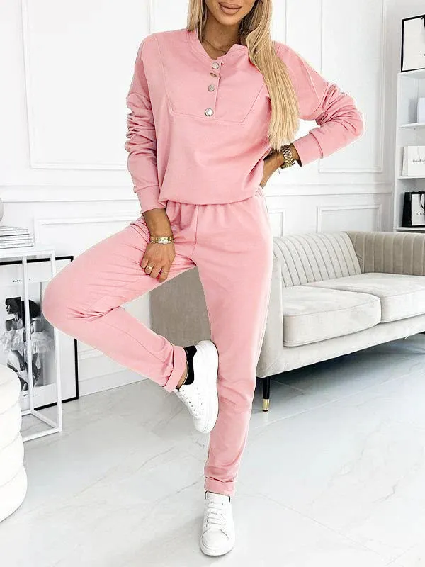 Women's Patchwork Polyester Trousers Long Sleeve Fashion Pink - Shop at LoveMi