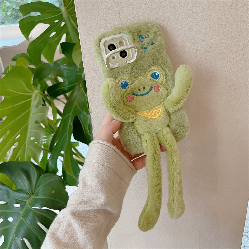 Cartoon Furry Pull-out Frog Phone Case