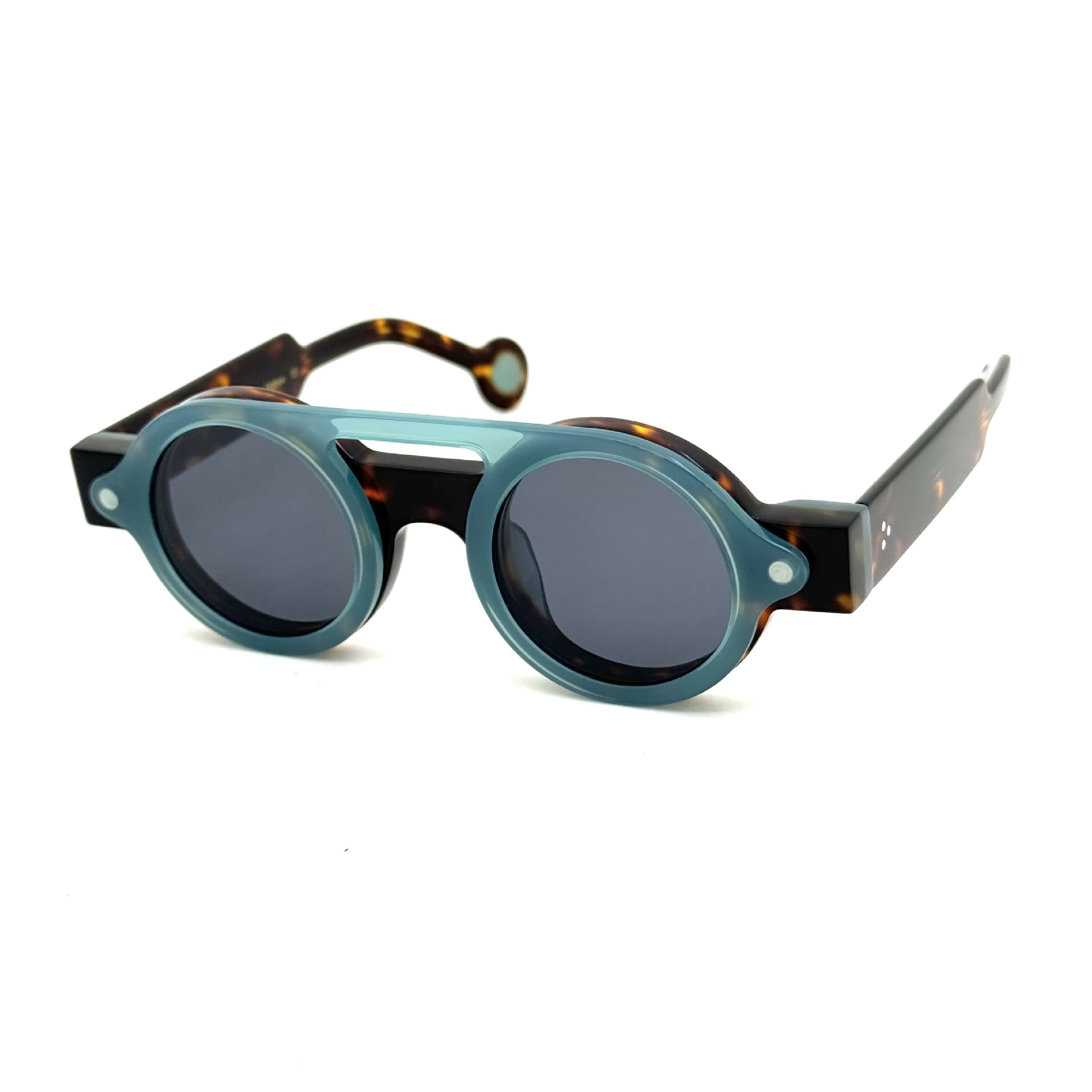 Irregular Circle In Circle Board Klein Blue Polarized Sunglasses - Image 9
