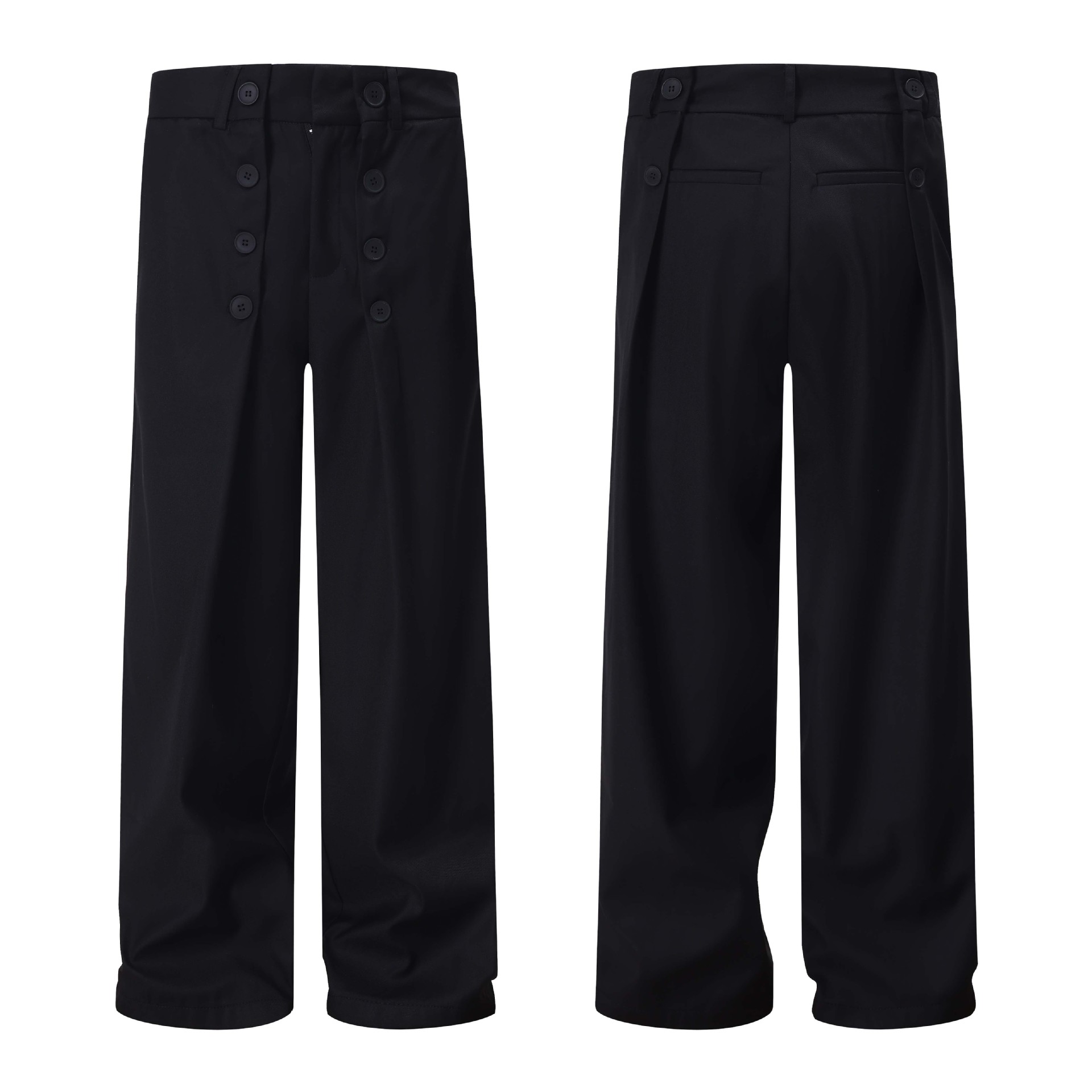 Street Fastener Decoration Trousers Loose Wide Leg Straight