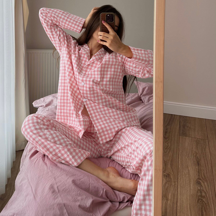 Plaid Suit Women's Fashion Polo Collar Long Sleeve