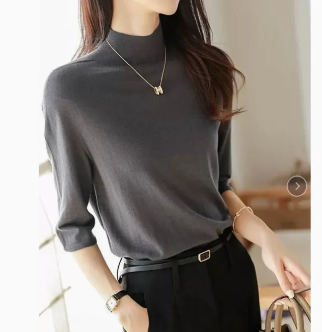 Women's Mid sleeve Top, Base Layer, Thin Sweater Gray - Shop at LoveMi