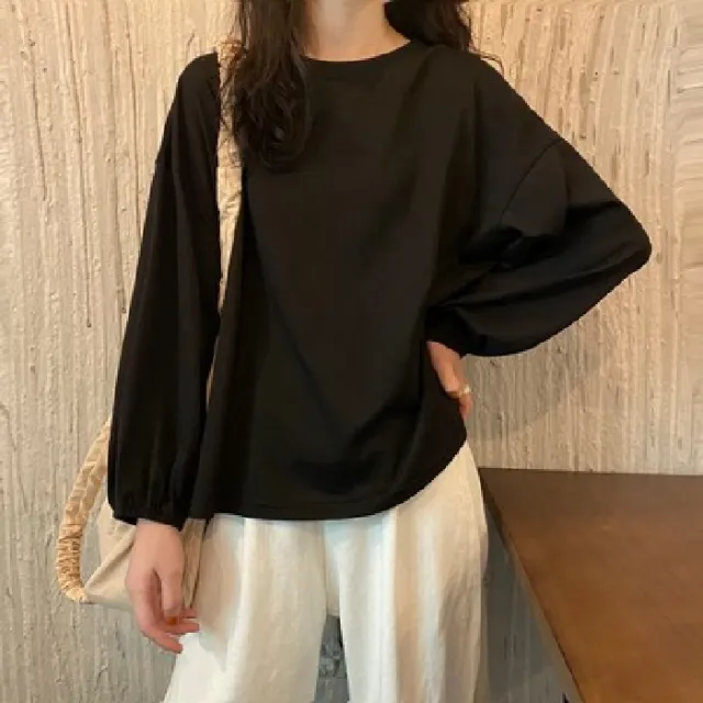 Students Slimming Sweater Lantern Sleeve Black - Shop at LoveMi