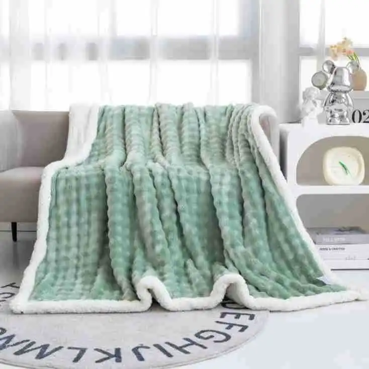 Bubble Double Layer Thick Lambskin Blanket Multifunctional Air Conditioning Sofa