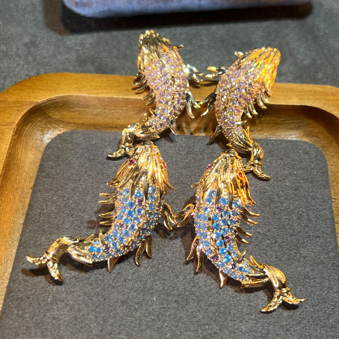 Koi Fish Fashion Earrings With Micro-Inlaid Zircon For Women