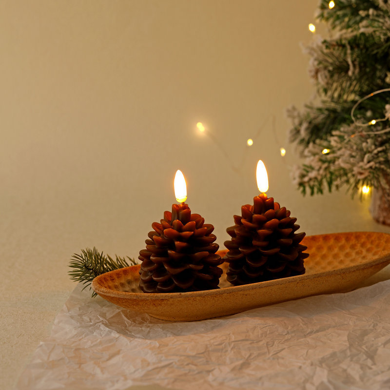 Title 4, Christmas Pine Cone Paraffin LED Bullet Candle ...