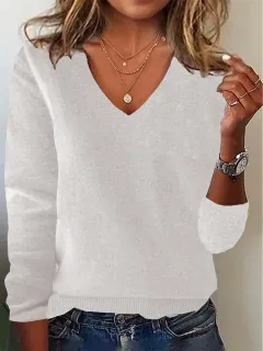 Women's Long-sleeved Knitted Sweater Loose Plus Size - Light Beige - View 1