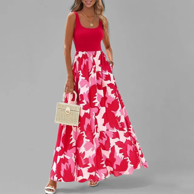 European And American High grade Printed V neck Waist Slim Fit Dress Women Red - Shop at LoveMi