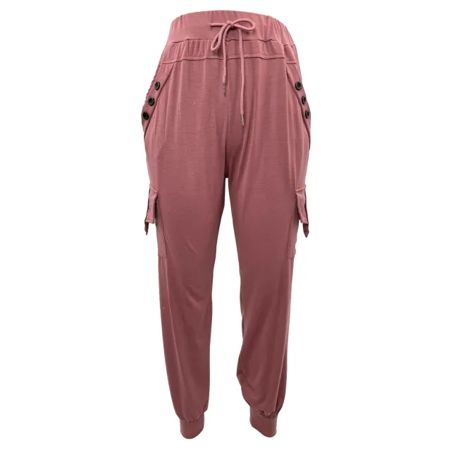 Loose Sports Style Casual Drawstring Skinny Pants Pink - Shop at LoveMi