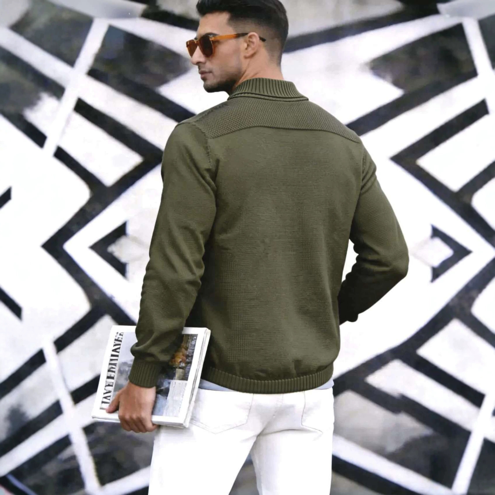 Mens Cardigan Sweater Shawl-Neck Knitted Coat