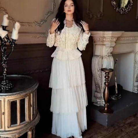 Lace-Panel High-Waisted Hollowed-Out Three-Piece Set