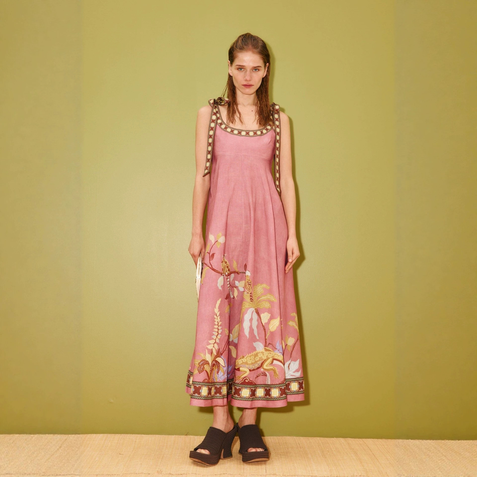 Fashionable Linen Slip Dress Loose-fit Vintage Style