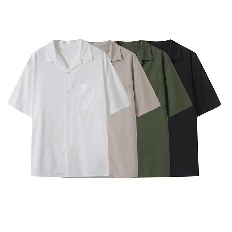 Men's And Women's Open Collar Solid Color Shirt