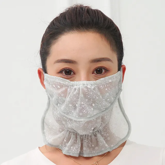 Summer Sun Protection Mask Outdoor Sun Protection Neck Protection Ice Silk Fabric Breathable And Dustproof Gray - Shop at LoveMi