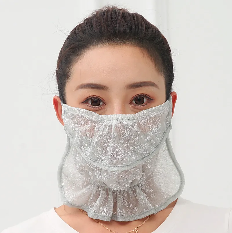 Summer Sun Protection Mask Outdoor Sun Protection Neck Protection Ice Silk Fabric Breathable And Dustproof - Grey