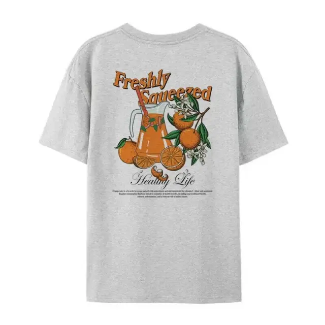 Orange Fruit T Shirts Back Print Loose Botanical T Shirt Wom Orange - Shop at LoveMi