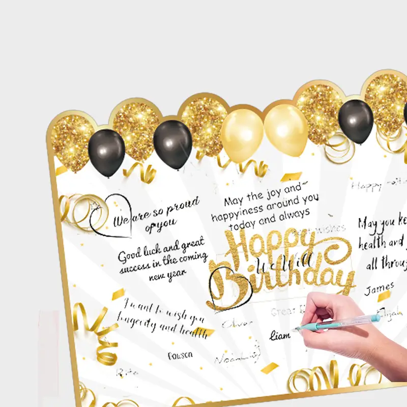 Black Gold Giant Name Book Birthday Message Commemorative Card