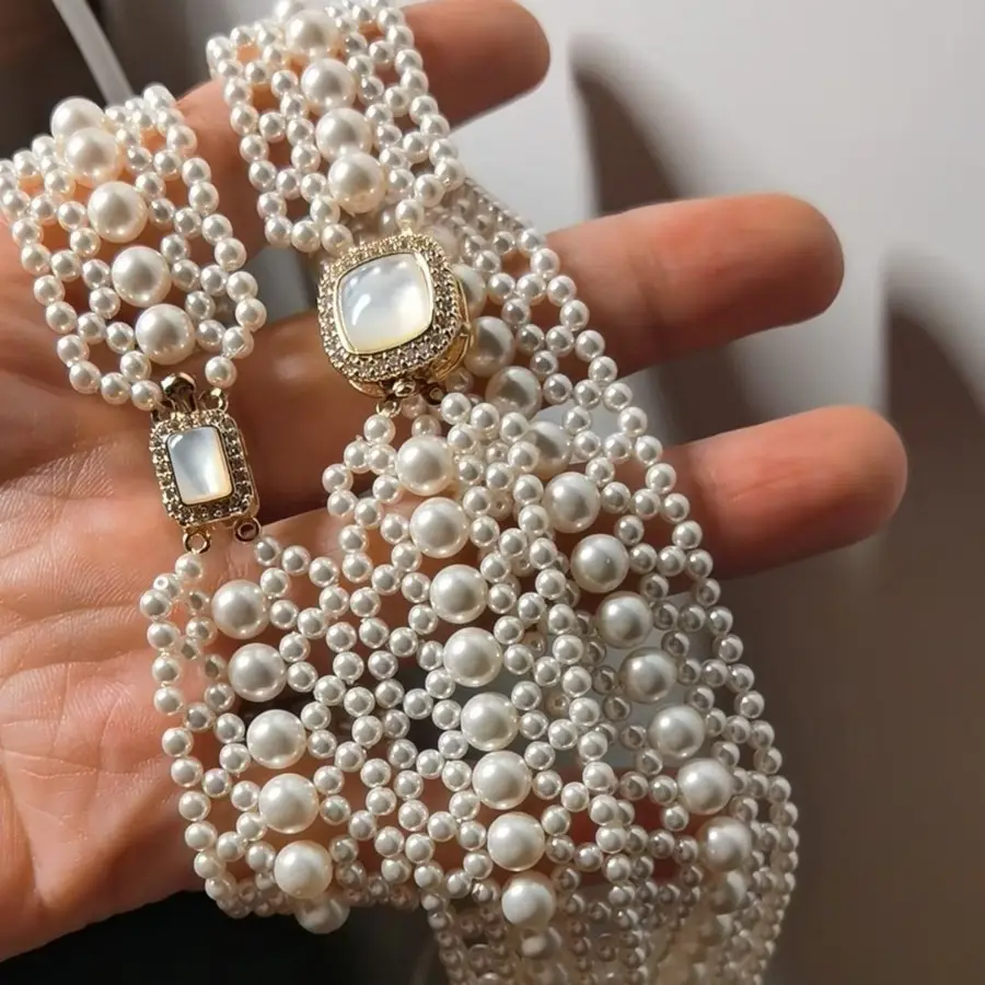French-style Light-luxury Pearl Bracelet And Necklace Set