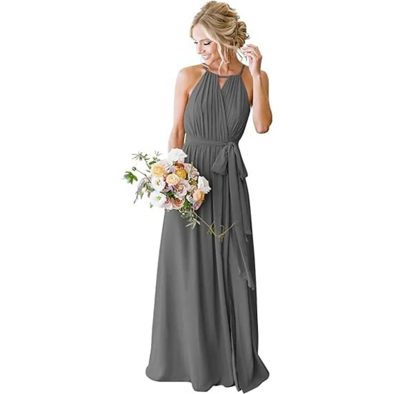 European And American Style Women Strap Chiffon Bridesmaid Dress Long - Picture Color 11-Ussize8