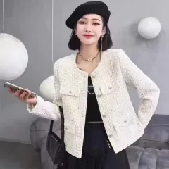 Classic Style Women's Retro Design Green Slimming Temperament Short Coat - Ivory White - View 1