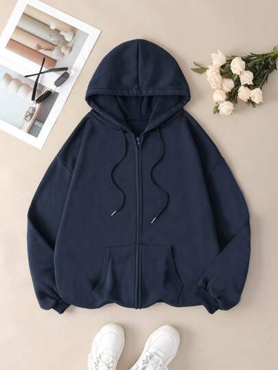 Zip-Up Drawstring Thermal-Lined Hoodie 3