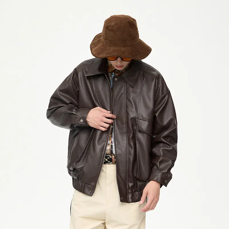 American Retro Street Trend Lapel PU Leather