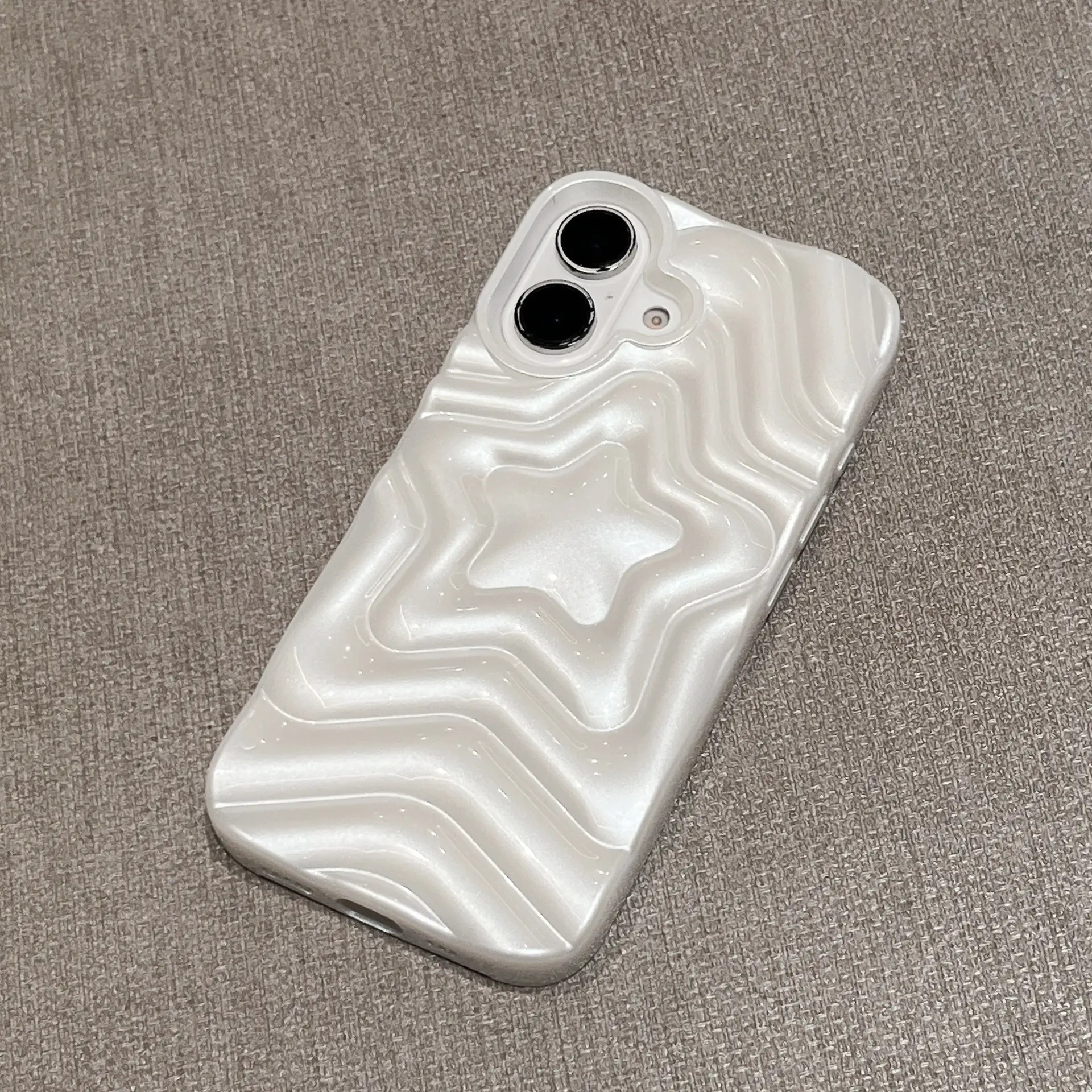 Pearlescent White Three-dimensional Stacking XINGX Phone Case