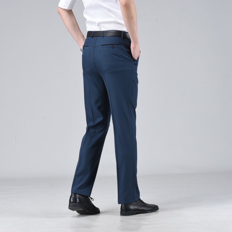 Mens Casual Solid-color Loose Straight-leg Pants
