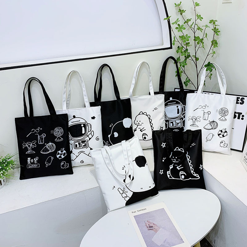 Printed Canvas Large-capacity Campus-style Shoulder Bag