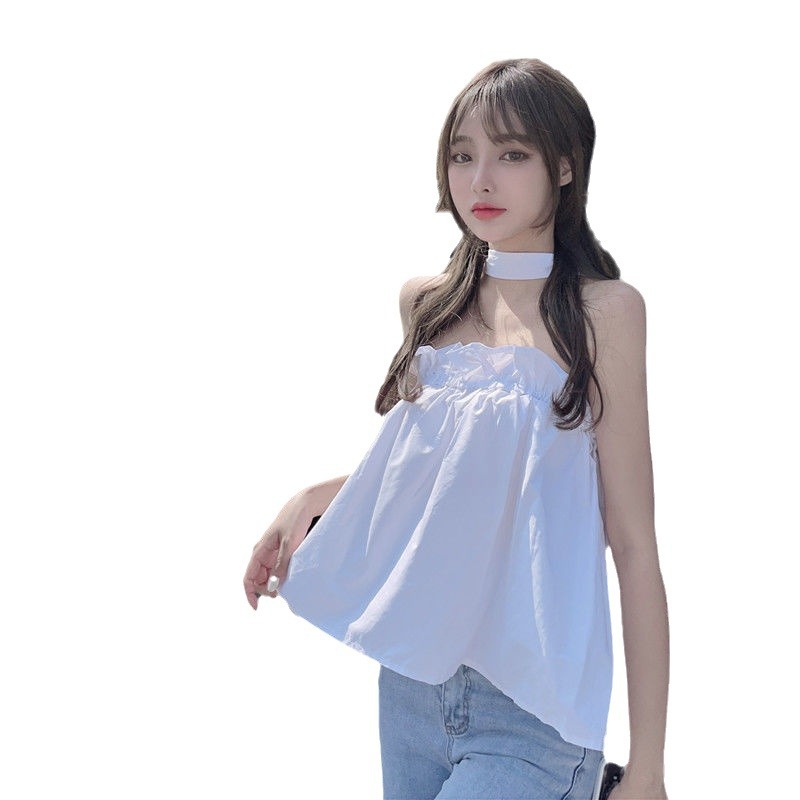 Sexy Halter Tube Top Sleeveless Vest Women's Summer Design Sense Loose Belly-covering