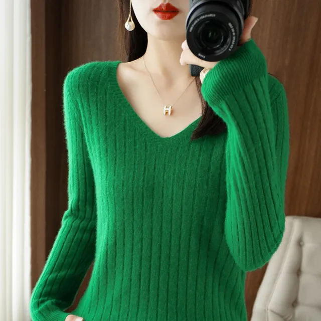Women's Sweater All matching Pullover Bottoming Shirt Top Emerald - Shop at LoveMi