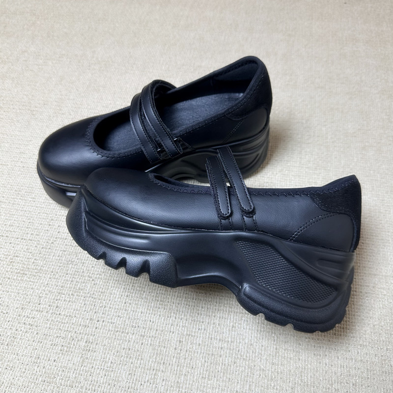 Womens French-style Chunky-heel Peep-toe Platform Mary Jane Shoes