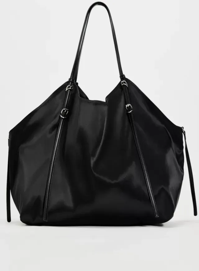 Leopard Silk Satin Shoulder Lazy Tote Bag Large Capacity Black - Shop at LoveMi
