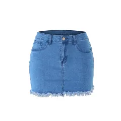 European And American Retro Tassel Denim Skirt Women - Light Blue - View 1