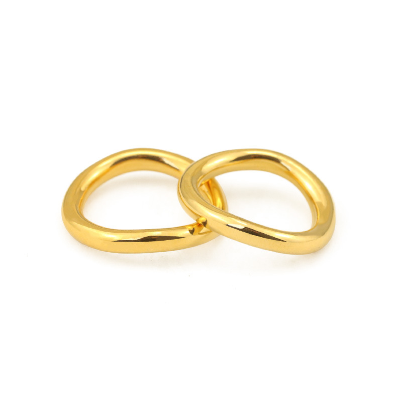 Brass Plated 18K Real Gold Glossy Circle Ring For Women
