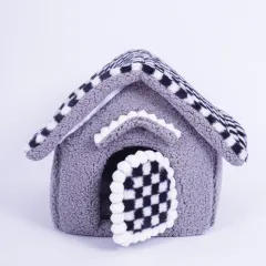 Kennel Winter Warm Small Dog Teddy Four Seasons Universal Removable And Washable Cat Nest Bed Pet Supplies - Gray Plaid - View 1
