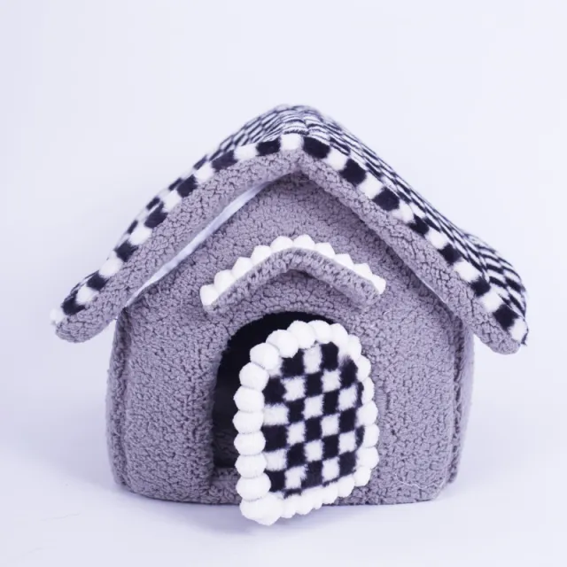 Kennel Winter Warm Small Dog Teddy Four Seasons Universal Removable And Washable Cat Nest Bed Pet Supplies Gray Plaid - Shop at LoveMi