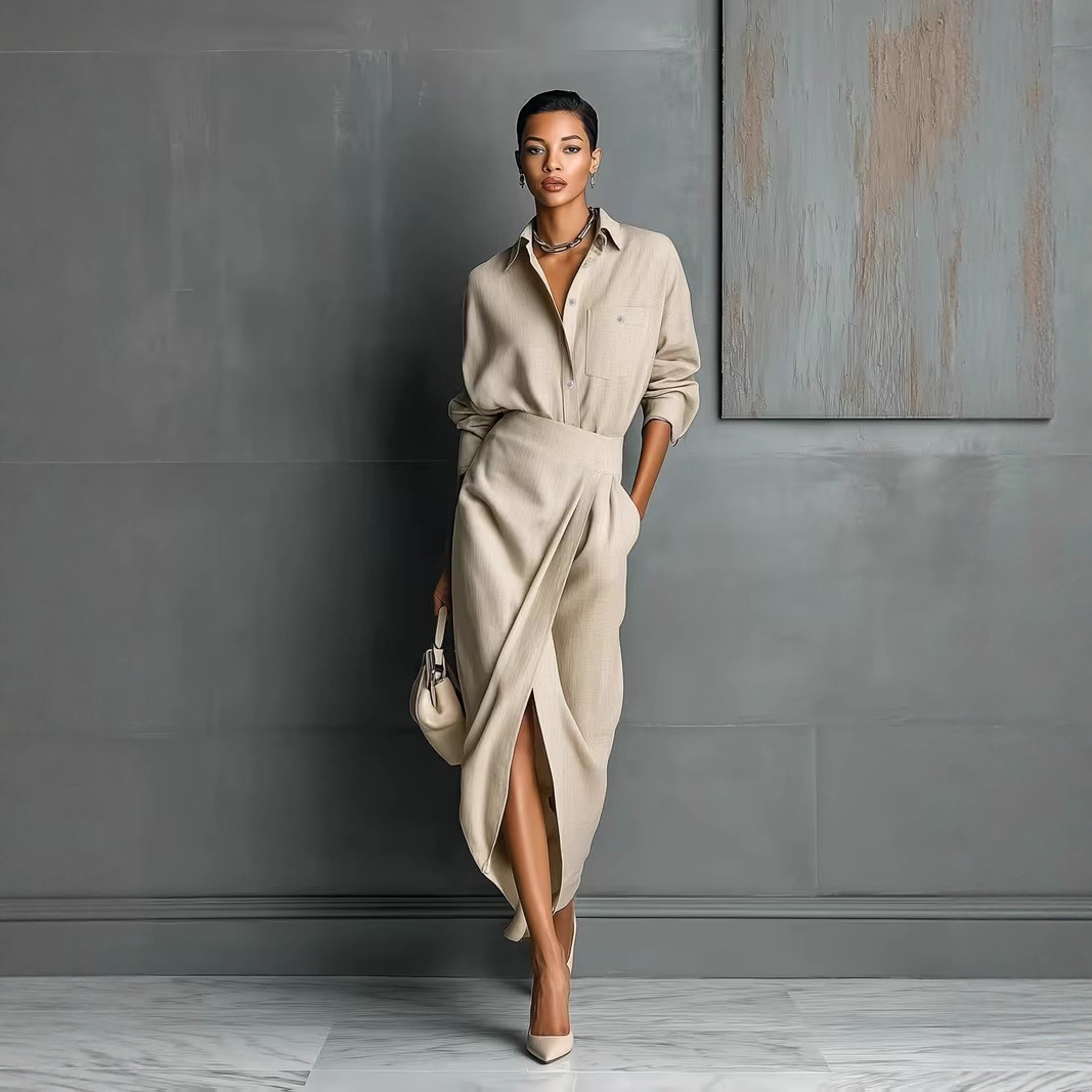 Womens Elegant Chic Sexy Solid-Color Irregular Pleated Dress