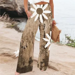 Elegant Series New Printed Loose High Waist Casual Wide Leg Pants - Bmslp190 - View 1