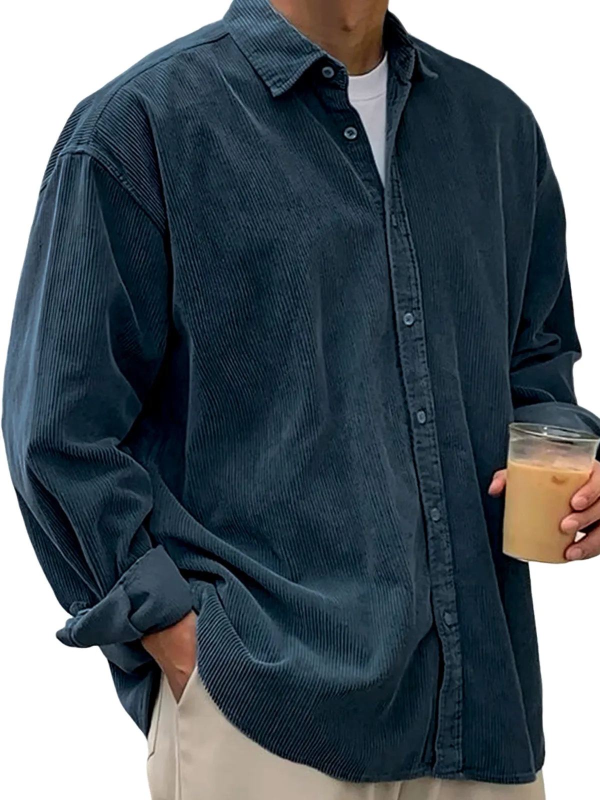 Casual Loose Men's Autumn And Winter Thick Shirt Jacket - Image 6